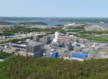 Flygbild över Borealis produktionsanläggningar i Stenungsund,