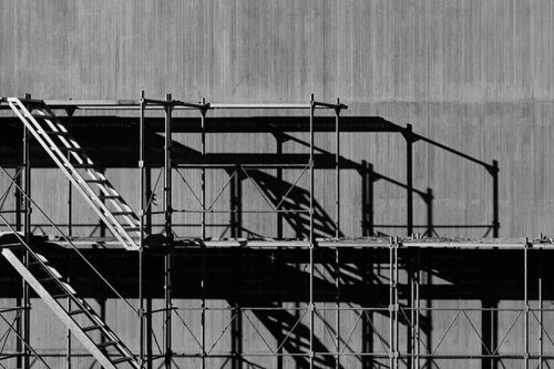 construction wall with scaffolding