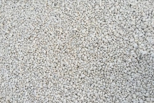 Close-up of white gravel, also mineral aggregrates in construction