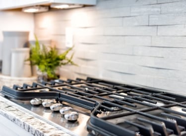 Gas stove in kitchen