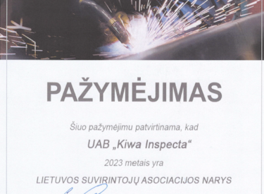 Kiwa Inspecta Sertifikatas LSA