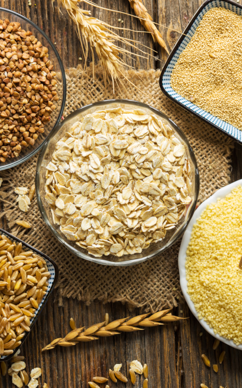 Bowls with Kiwa certified wheat, oat, grains and couscous