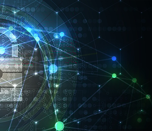 Digital lock with a network of connected lines and nodes for cybersecurity