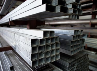 Steel pipes piled up
