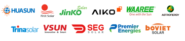 Selection of manufacturer logos whom products are tested by Kiwa PVEL
